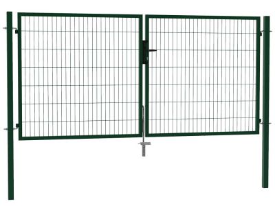 Dubbele tuinpoort | Budget | Breedte 300 cm breed | Hoogte 140 cm | RAL6009